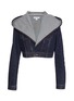 ALAÏA Cropped Cotton Denim Hooded Jacket