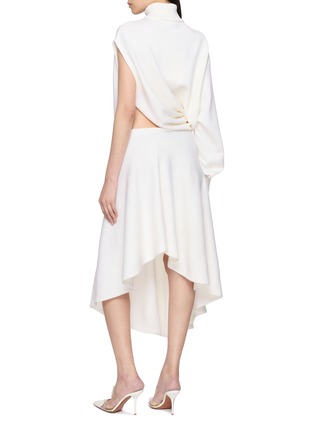 Back View - Click To Enlarge - ALAÏA - Cut Out Asymmetrical Wool Midi Dress