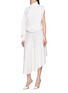 Front View - Click To Enlarge - ALAÏA - Cut Out Asymmetrical Wool Midi Dress