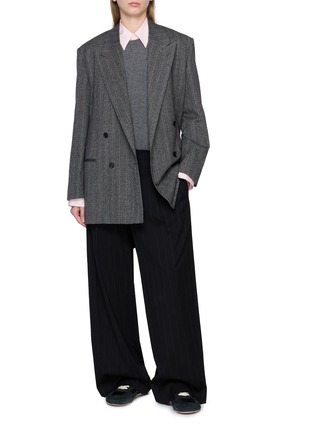 Figure View - Click To Enlarge - BOWTE - Double Breasted Wool Herringbone Blazer