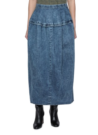 Main View - Click To Enlarge - BOWTE - Front Peplum Voluminous Denim Maxi Skirt