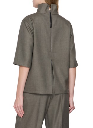 Back View - Click To Enlarge - BOWTE - Blueface Worsted Stand Collar Wool Top