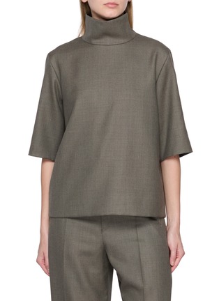 Main View - Click To Enlarge - BOWTE - Blueface Worsted Stand Collar Wool Top