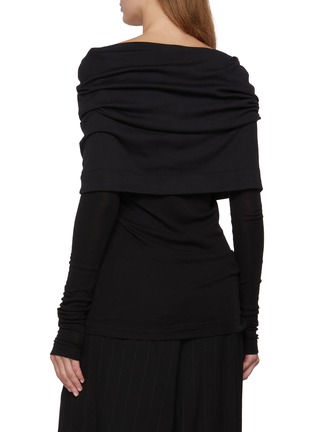 Back View - Click To Enlarge - BOWTE - Cape Detail Long Sleeve Cotton Silk Top