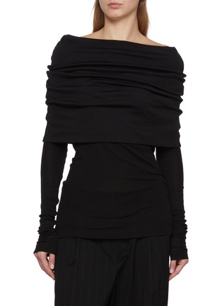 Main View - Click To Enlarge - BOWTE - Cape Detail Long Sleeve Cotton Silk Top