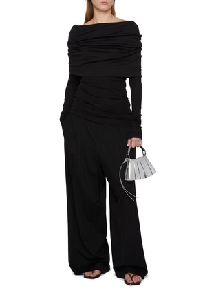 Figure View - Click To Enlarge - BOWTE - Cape Detail Long Sleeve Cotton Silk Top