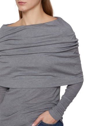  - BOWTE - Cape Detail Long Sleeve Cotton Silk Top