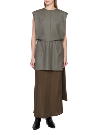 Main View - Click To Enlarge - BOWTE - Blueface Worsted Wool Dress With Train