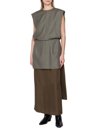 Figure View - Click To Enlarge - BOWTE - Blueface Worsted Wool Dress With Train