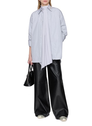 Figure View - Click To Enlarge - BOWTE - Knot Collar Detail Cotton Blouse