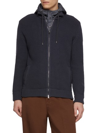 Main View - Click To Enlarge Main View - Click To Enlarge - HERNO - Hooded Wool Knit Cardigan