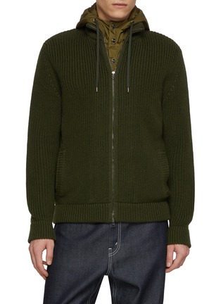 Main View - Click To Enlarge Main View - Click To Enlarge - HERNO - Hooded Wool Knit Cardigan