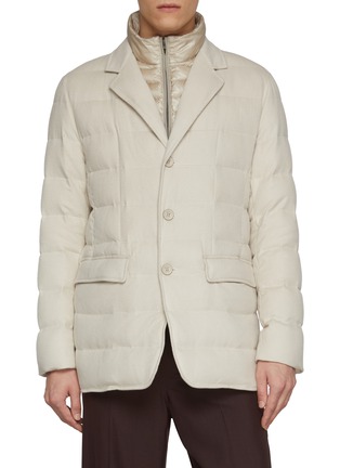Main View - Click To Enlarge - HERNO - Single Breasted Quilted Cashmere Silk Blend Ultralight Blazer