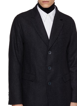  - HERNO - Single Breasted Notch Lapel Herringbone Coat