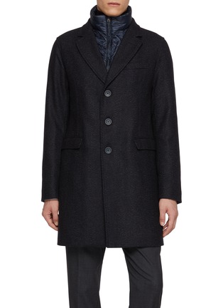Main View - Click To Enlarge Main View - Click To Enlarge - HERNO - Single Breasted Notch Lapel Herringbone Coat