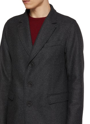  - HERNO - Single Breasted Notch Lapel Herringbone Coat