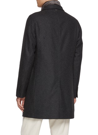 Back View - Click To Enlarge - HERNO - Single Breasted Notch Lapel Herringbone Coat