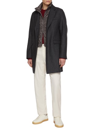 Figure View - Click To Enlarge - HERNO - Single Breasted Notch Lapel Herringbone Coat