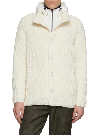 Main View - Click To Enlarge Main View - Click To Enlarge - HERNO - Hooded Wool Knit Cardigan