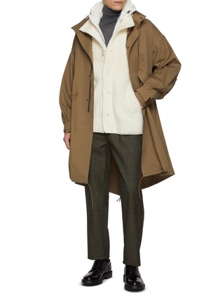Figure View - Click To Enlarge - HERNO - Hooded Wool Knit Cardigan