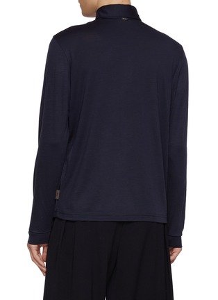 Back View - Click To Enlarge - HERNO - Long Sleeve Wool Polo Top
