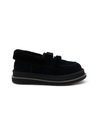 Main View - Click To Enlarge - UGG - X sacai Flat Platform Suede Shearling Loafers