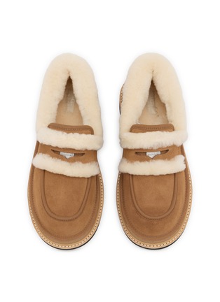 Detail View - Click To Enlarge - UGG - X sacai Flat Platform Suede Shearling Loafers