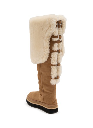  - UGG - X sacai Flat Thigh High Suede Shearling Boots
