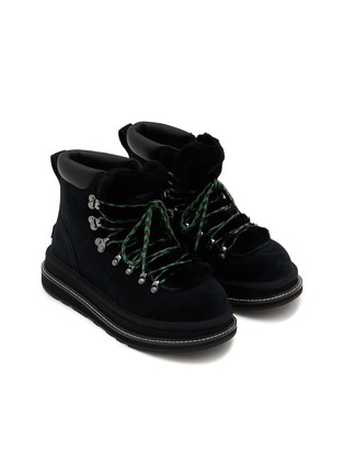 Detail View - Click To Enlarge - UGG - X sacai Flat Platform Ankle Suede Shearling Hiker Boots