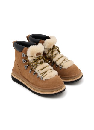 Detail View - Click To Enlarge - UGG - X sacai Flat Platform Ankle Suede Shearling Hiker Boots