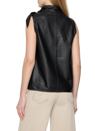 Back View - Click To Enlarge - YVES SALOMON - Wrap Neck Leather  Top
