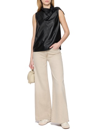 Figure View - Click To Enlarge - YVES SALOMON - Wrap Neck Leather  Top