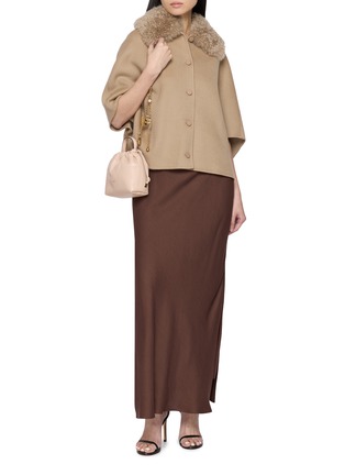 Figure View - Click To Enlarge - YVES SALOMON - Fur Collar Cropped Cashmere Cape