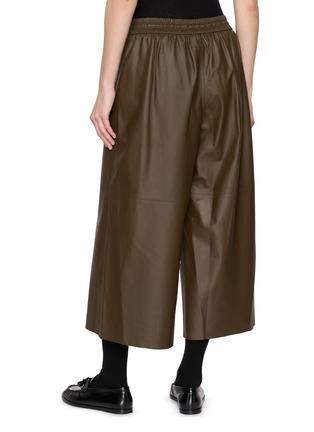 Back View - Click To Enlarge - YVES SALOMON - Elasticated Wide Leg Leather Pants