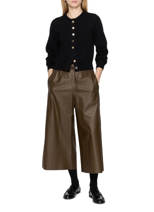 Figure View - Click To Enlarge - YVES SALOMON - Elasticated Wide Leg Leather Pants