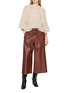 Figure View - Click To Enlarge - YVES SALOMON - Elasticated Wide Leg Leather Pants