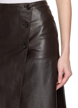  - YVES SALOMON - Wrap Button Front Leather Midi Skirt