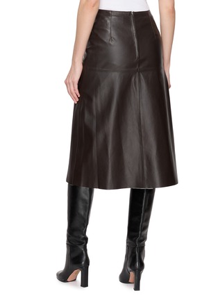 Back View - Click To Enlarge - YVES SALOMON - Wrap Button Front Leather Midi Skirt