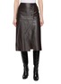 YVES SALOMON Wrap Button Front Leather Midi Skirt