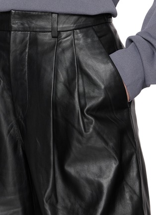  - YVES SALOMON - Pleated Leather Shorts