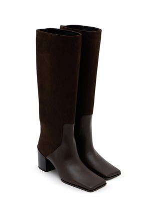Detail View - Click To Enlarge - ALAÏA - 55 Square Toe Tall Leather Boots
