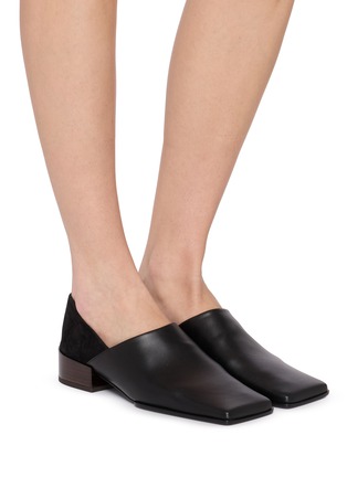 Figure View - Click To Enlarge - ALAÏA - Square Toe Leather Loafer Flats