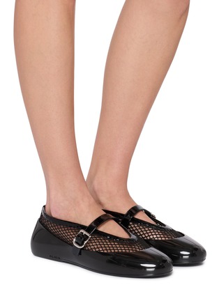 Figure View - Click To Enlarge - ALAÏA - La Ballerine Fishnet Mary Jane Flats