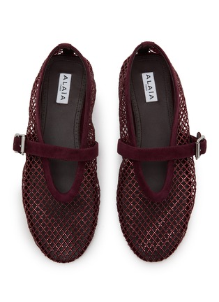 Detail View - Click To Enlarge - ALAÏA - La Ballerine Suede Mesh Mary Jane Flats