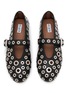 Detail View - Click To Enlarge - ALAÏA - La Ballerine Eyelet Embellished Leather Mary Jane Flats