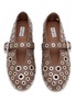 Detail View - Click To Enlarge - ALAÏA - La Ballerine Eyelet Embellished Leather Mary Jane Flats