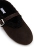 Detail View - Click To Enlarge - ALAÏA - La Ballerine Shearling Suede Mary Jane Flats