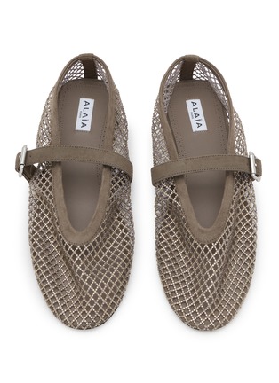 Detail View - Click To Enlarge - ALAÏA - La Ballerine Suede Mesh Mary Jane Flats