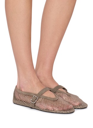 Figure View - Click To Enlarge - ALAÏA - La Ballerine Suede Mesh Mary Jane Flats
