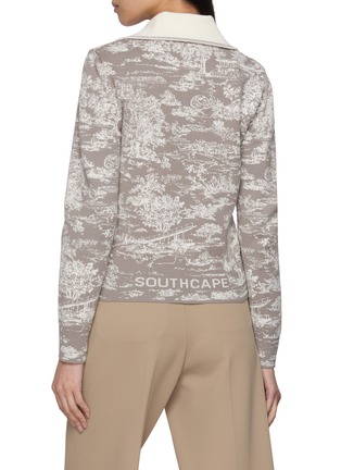 Back View - Click To Enlarge - SOUTHCAPE - Nature Print Half Zip Knit Jumper